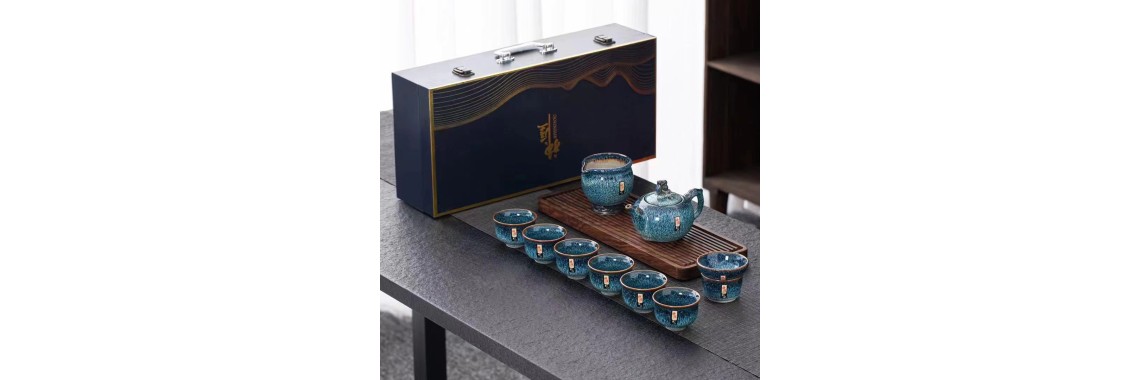 Jun Porcelain Kiln Transformation Glaze Tea Set